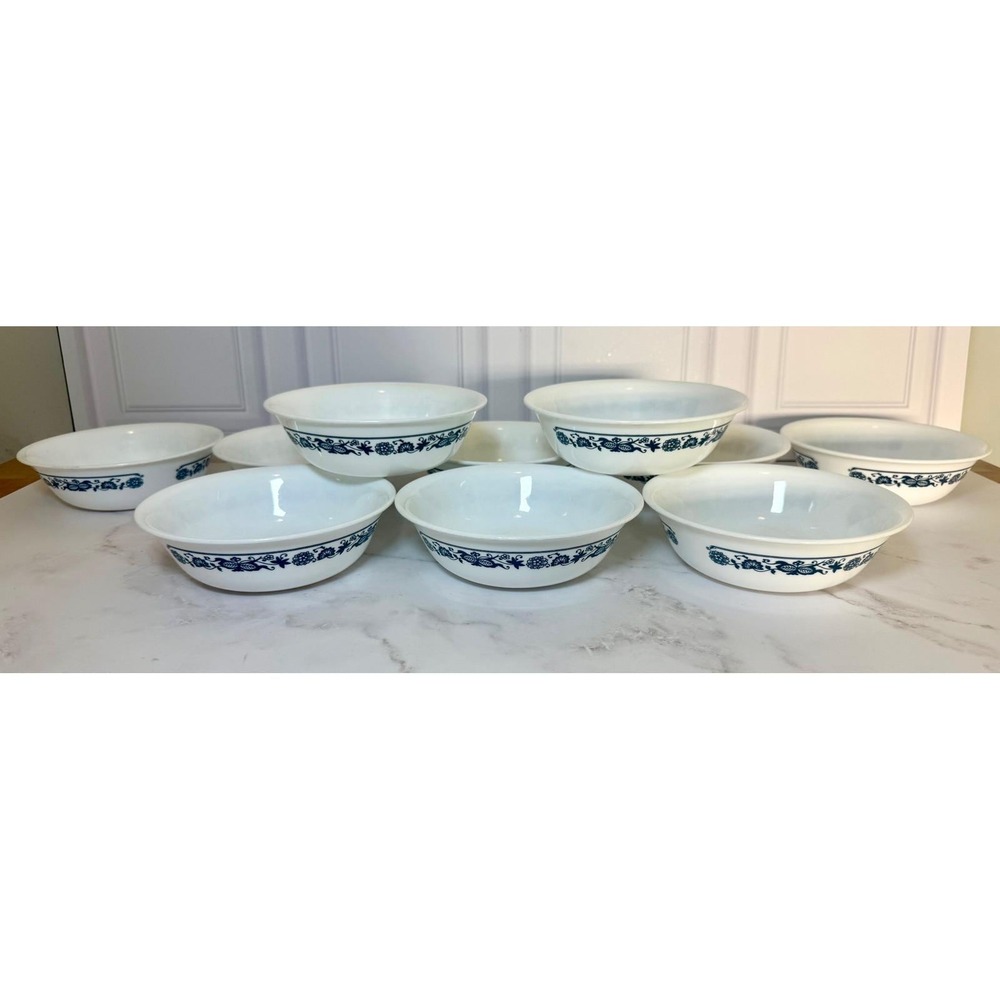 Corelle Old Town Blue Cereal Bowls Set of 10 Vitrelle Blue Onion Floral Vintage